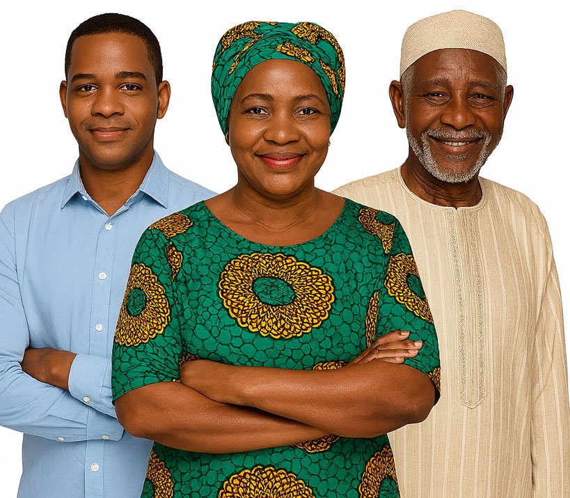 Famille africaine souriante